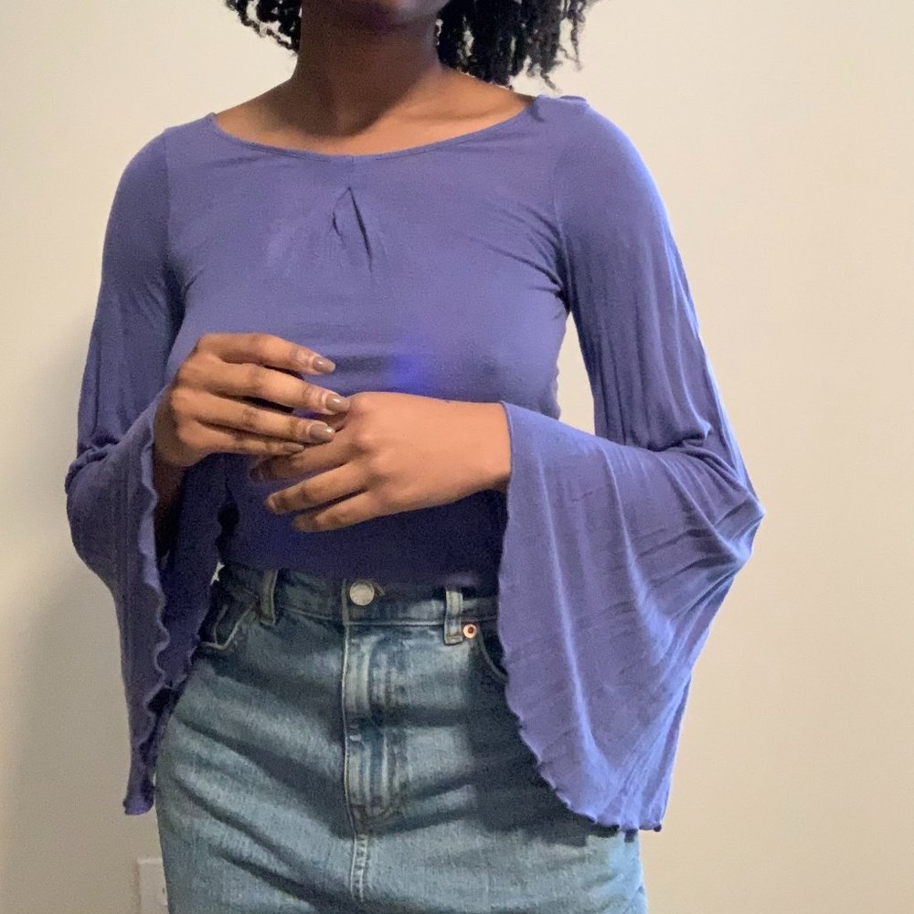 Free People Bell Sleeves Blouse in Blue